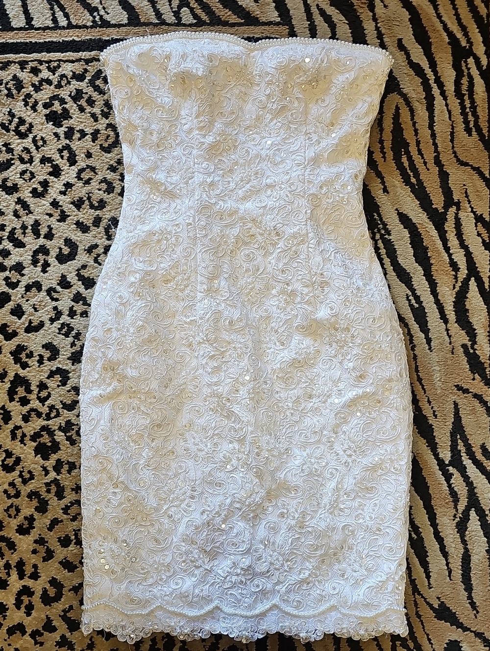 Mary's Bridal Strapless White Lace Sheath Dress